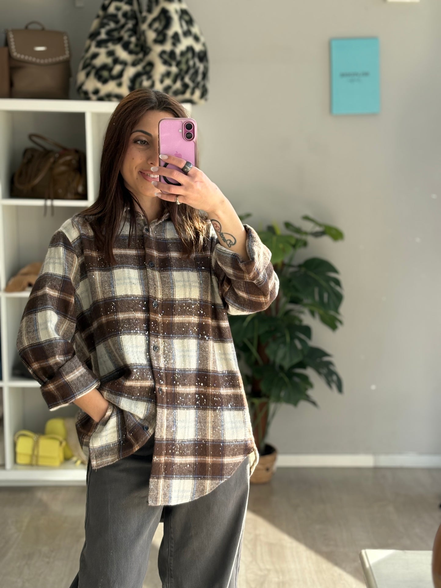 Camicia quadrettata brillantinato