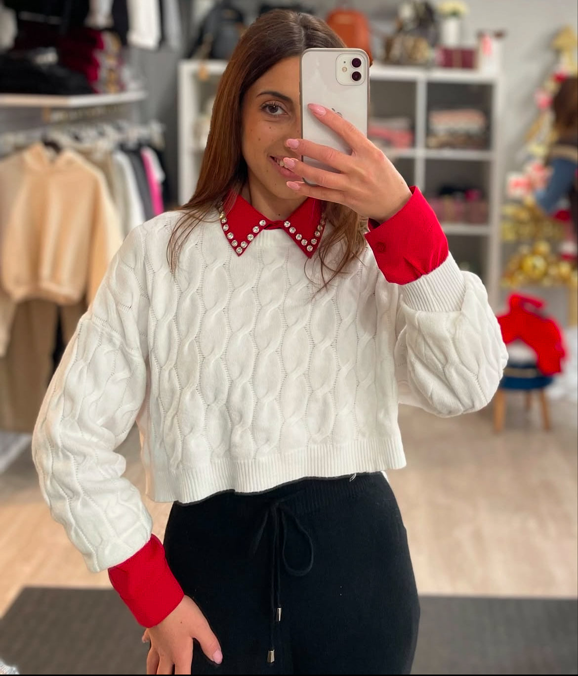 Camicia colletto Swarovski