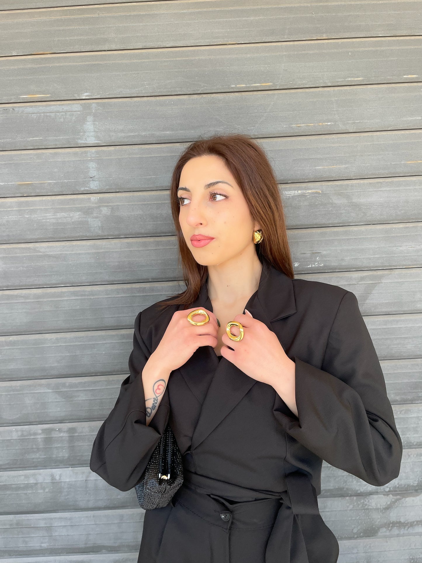 Completo giacca crop con laccio