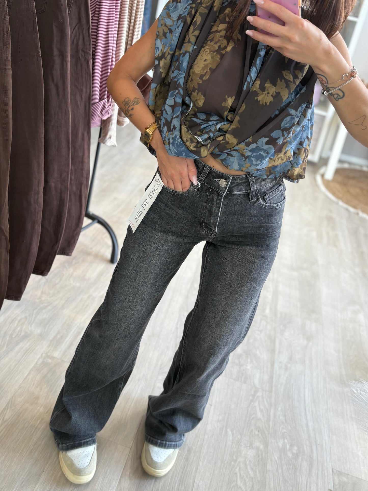Jeans wide leg slavato