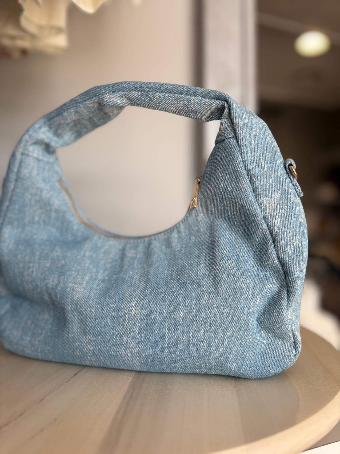 Borsa jeans con perline