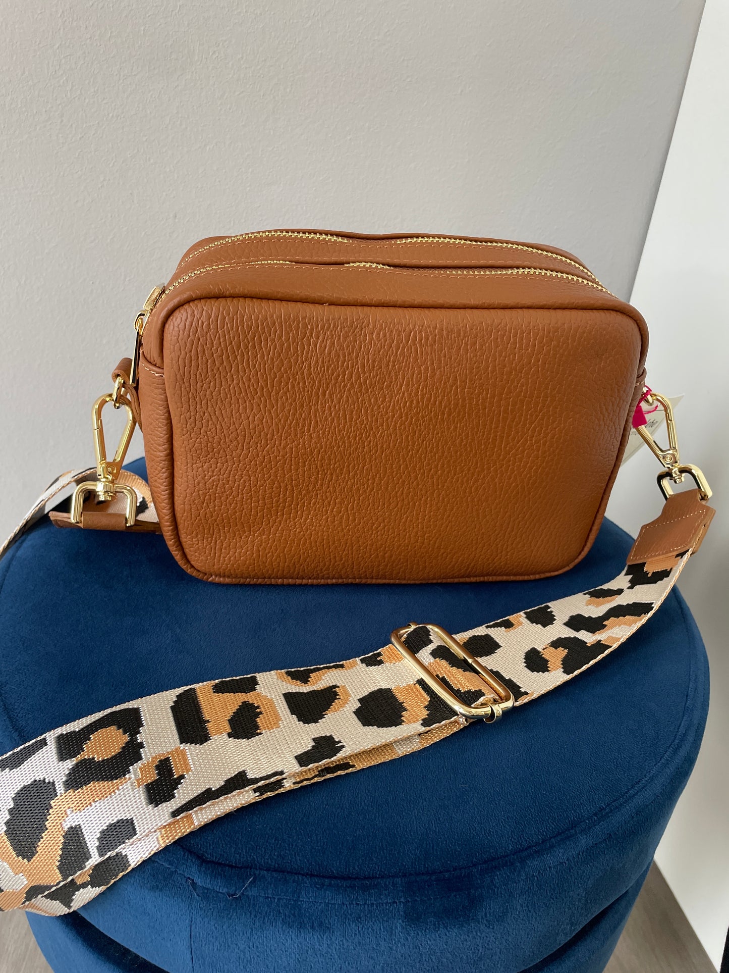 Borsa vera pelle animalier marrone