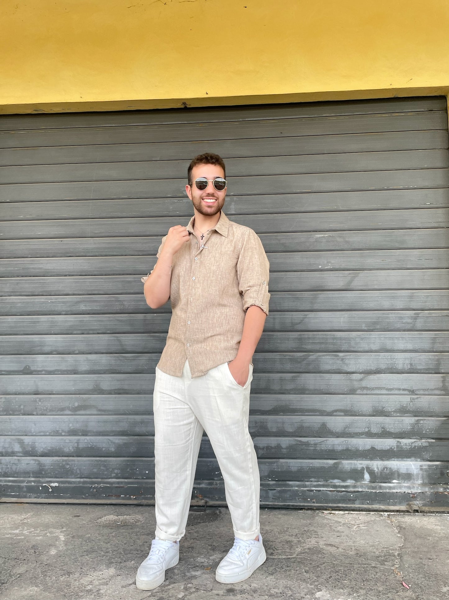 Camicia Lino nocciola