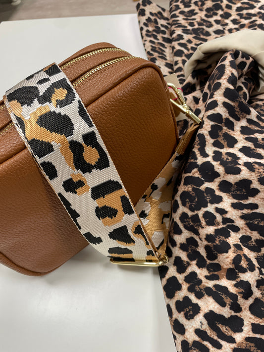 Borsa vera pelle animalier marrone