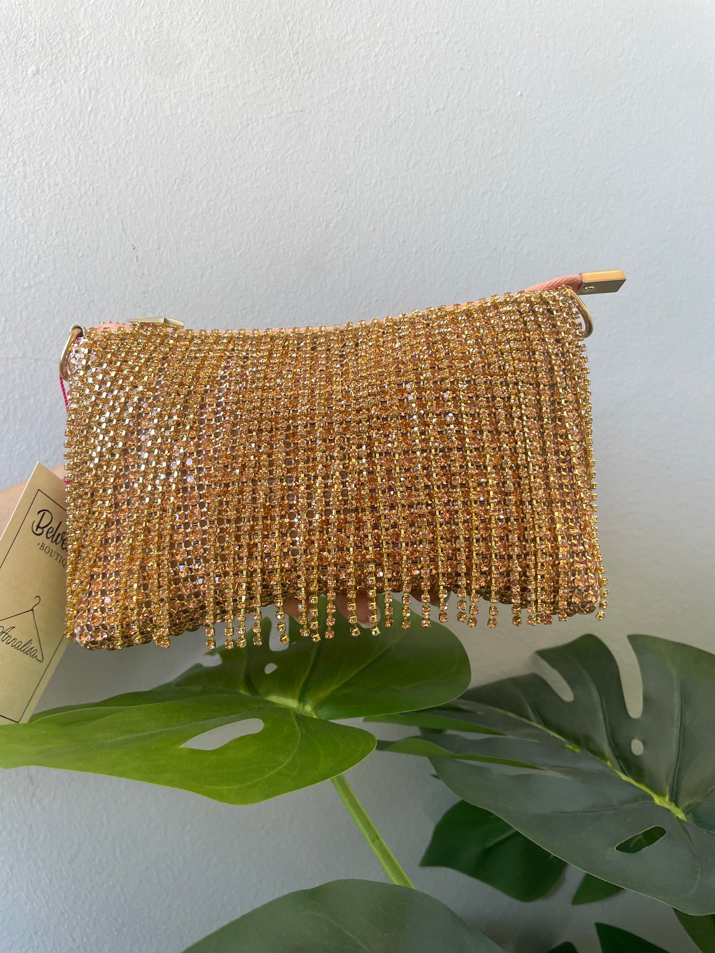 Pochette frange strass