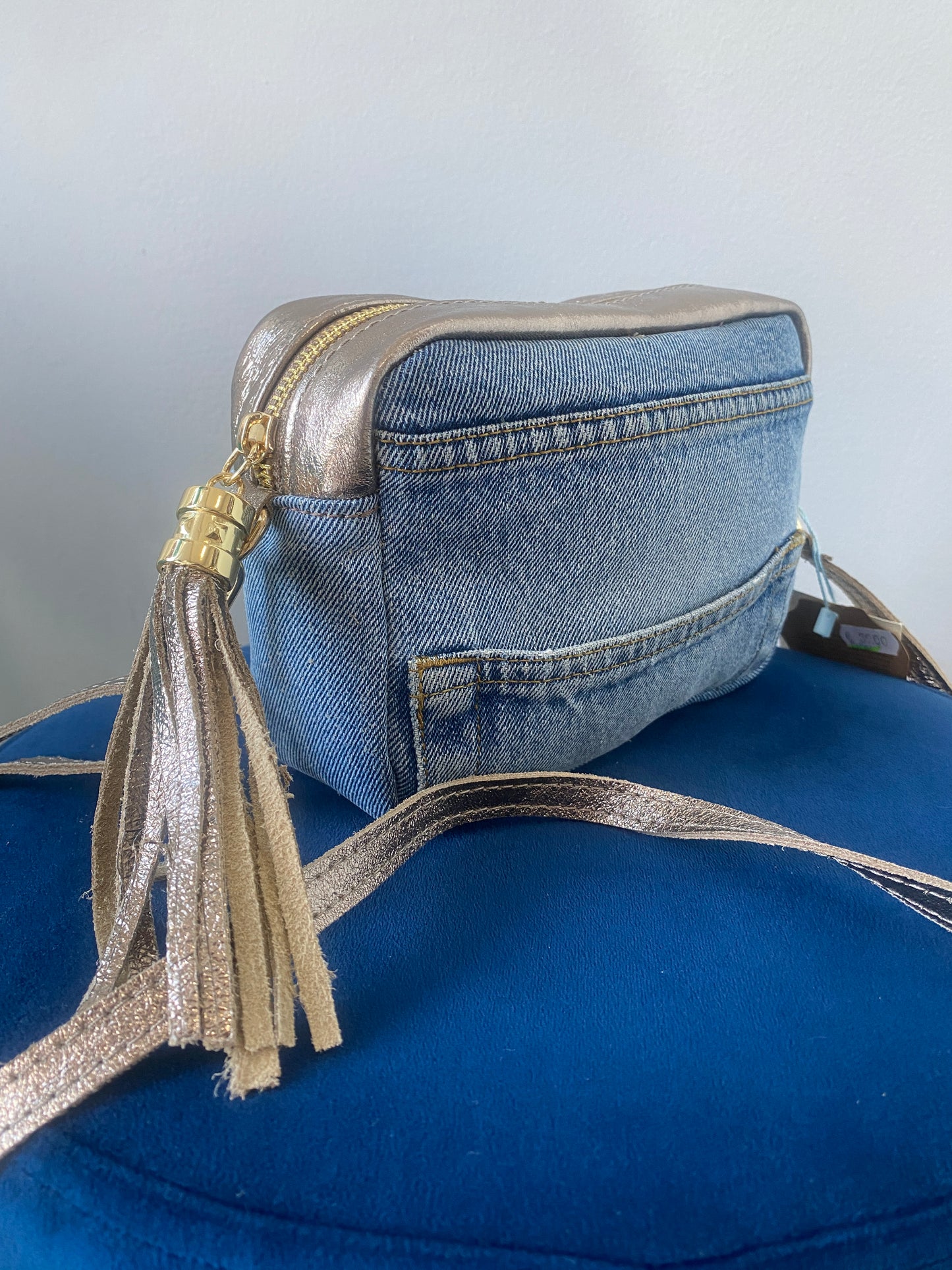 Borsa in jeans vera pelle