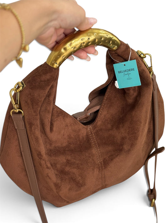 Borsa mezza luna scamosciata
