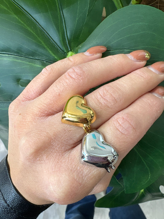 Anello cuore bombato