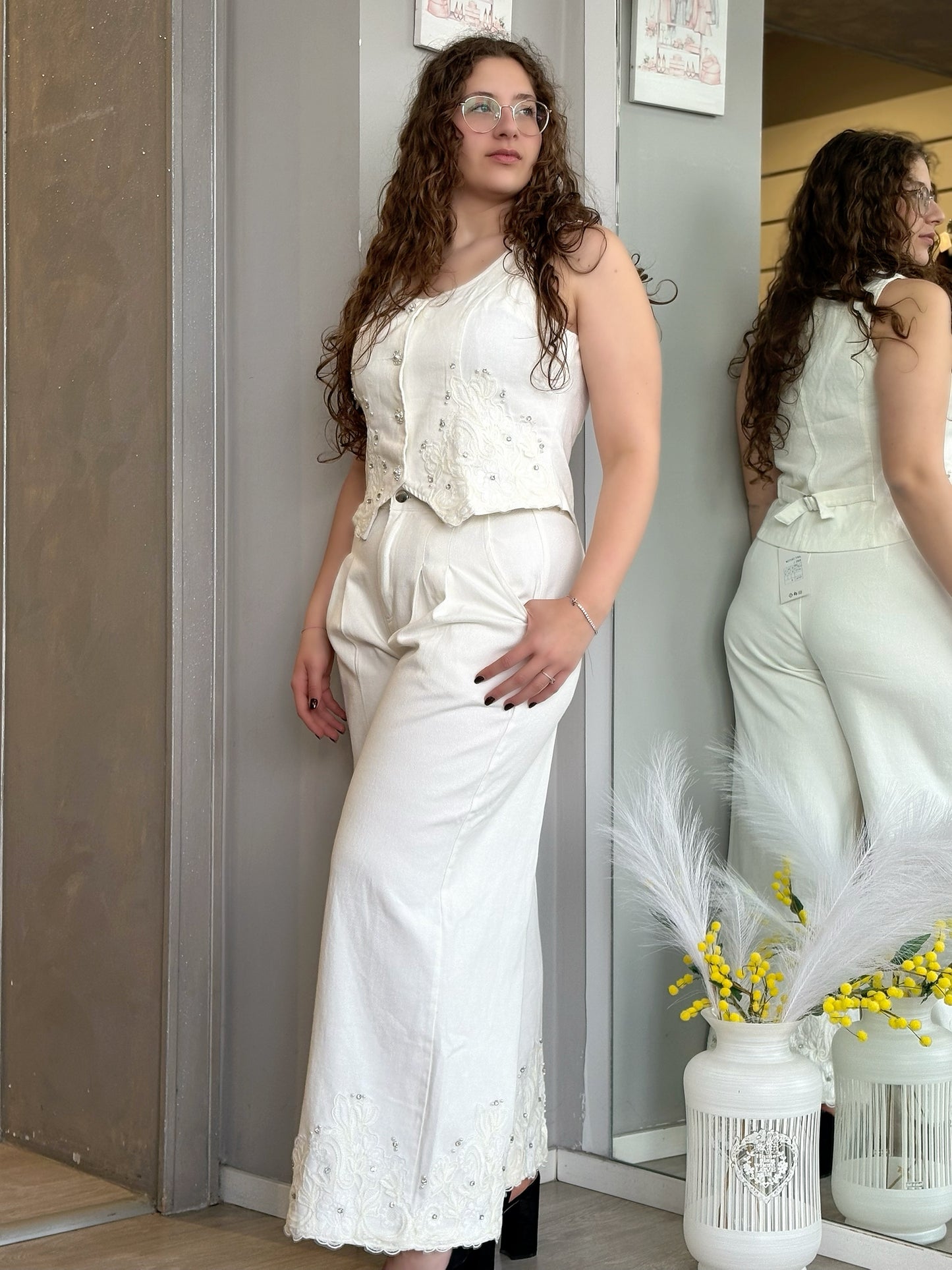 Completo jeans ricamato petite/curvy