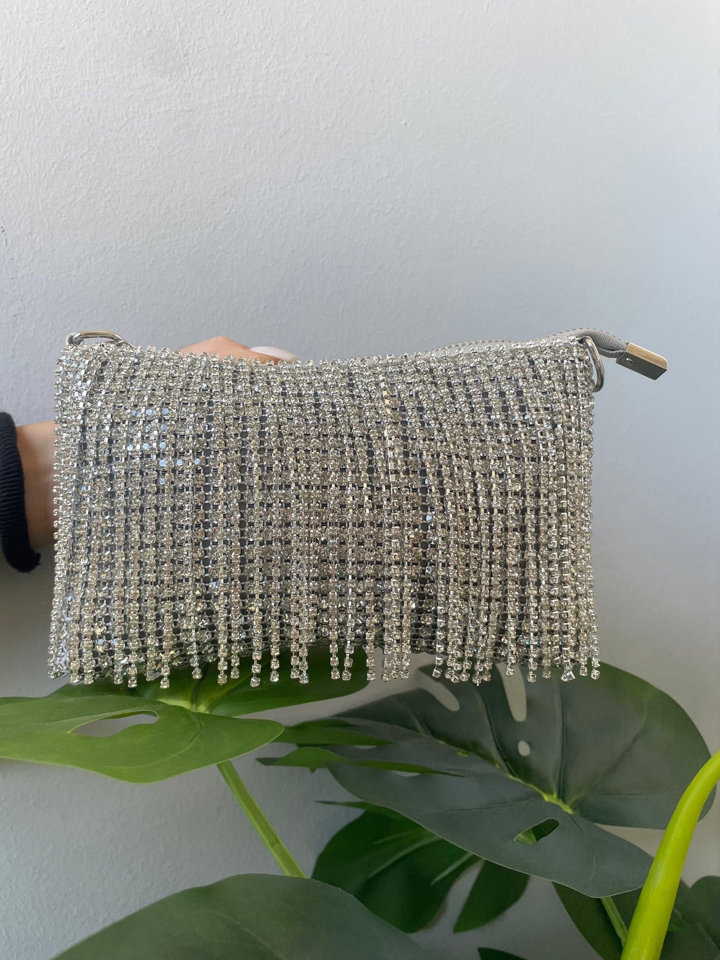 Pochette frange strass