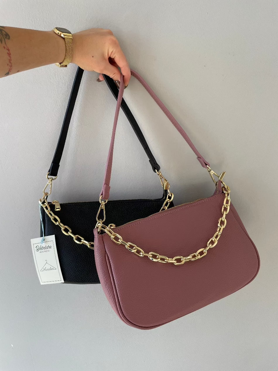 Borsa baguette vera pelle