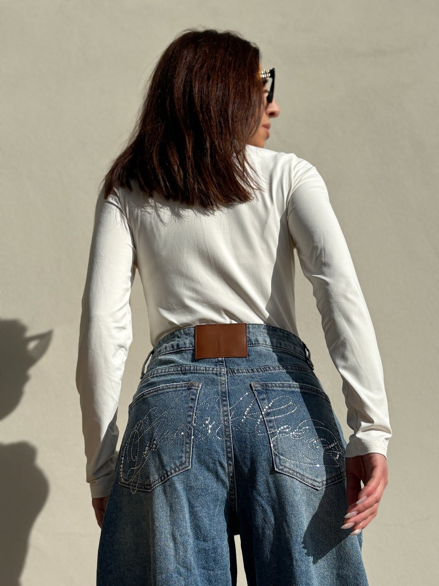 Jeans ballon tribale strass