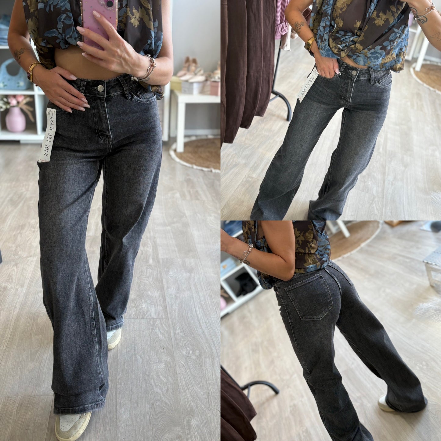Jeans wide leg slavato