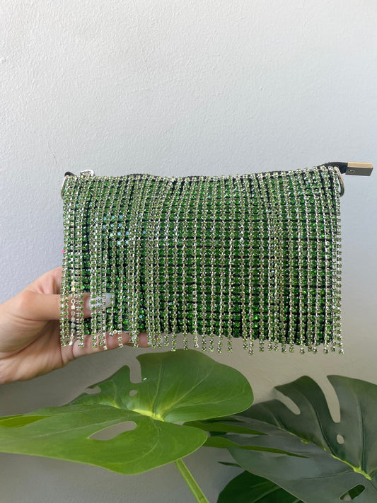Pochette frange strass