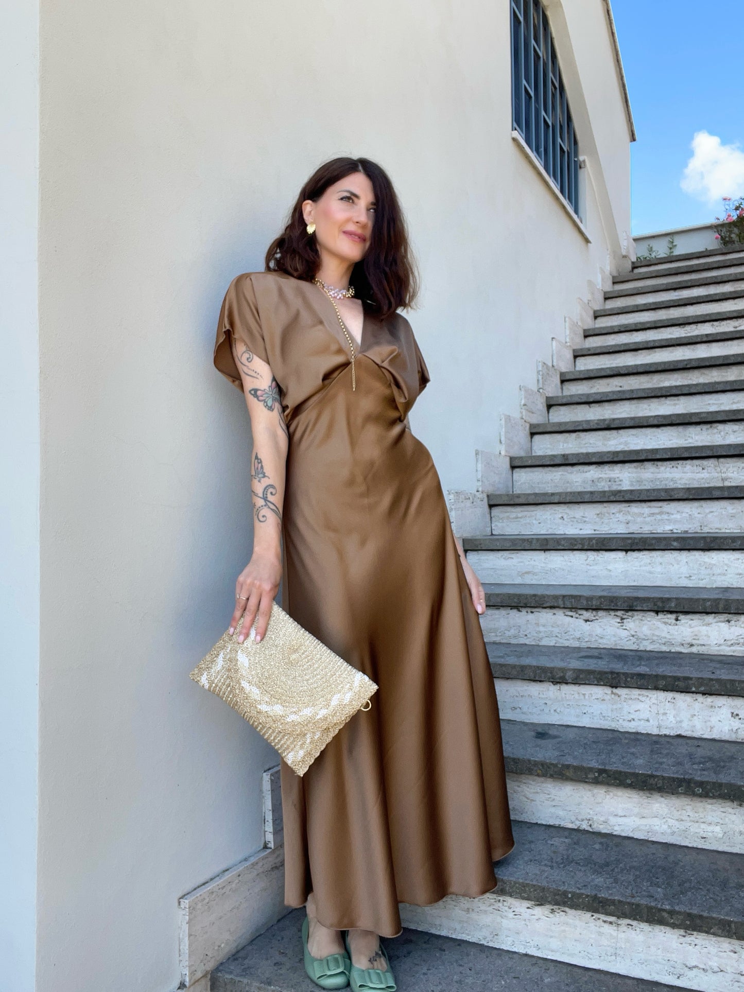 Vestito lungo raso