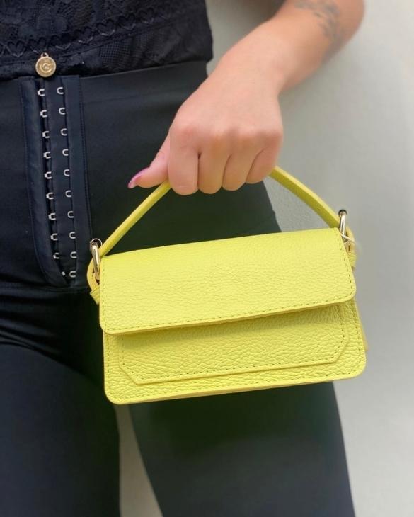 Mini pochette in vera pelle colore giallo